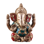 Small Pure Brass Lord Ganesha | 5" x 4" x 2.5" | 0.8 kg | Intricate Stonework | Perfect Gift Size | Travel-Friendly Sacred Art | Jaipurio